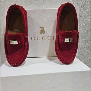Gucci Boy's  Red Suede Loafers
